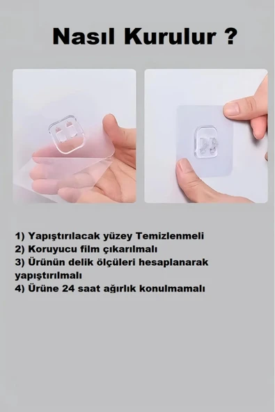 HomeSide Yapışkanlı Baharatlık ve Kağıt Havluluk Şık Plexiglass – Duvara Monte Mutfak Rafı - 6