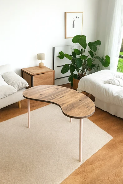 PEKA Dekoratif Fasulye Orta Sehpa Ahşap Ayaklı Şık Tasarım ürün görseli 1