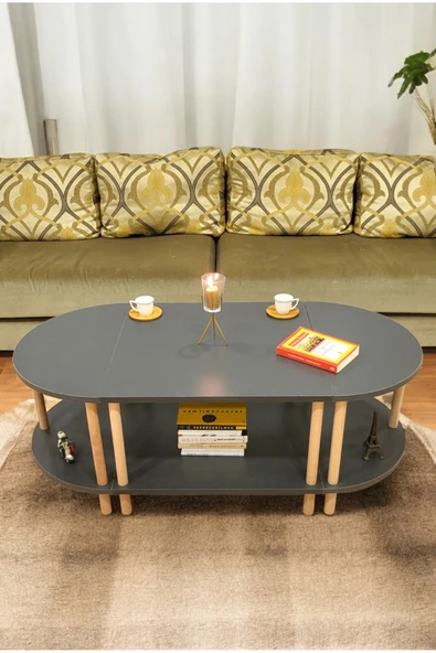 PEKA Çevir Kur 3'ü 1 Arada 2 Raflı Orta Sehpa Ve Dekoratif Yan Sehpa Antrasit - Resim 2