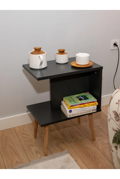 PEKA Yan Sehpa - Salon - Oturma Odası Zigon Sehpa - Antrasit - 4