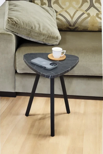 PEKA Yüksek Kalite Tekli Pena Üçgen Zigon Sehpa Çay Sehpası Servis Sehpası Boyalı Ahşap Ayaklı - 3