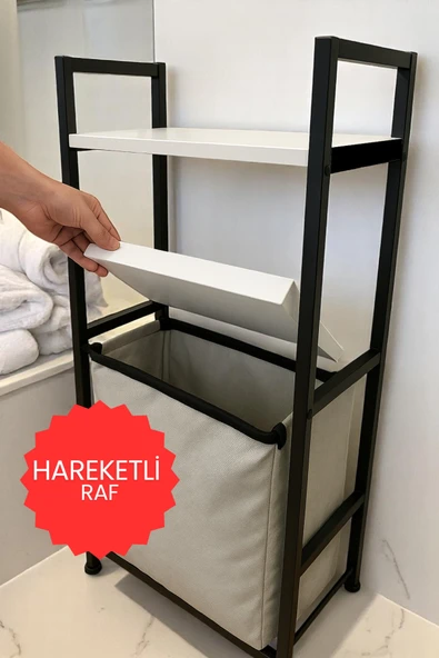 PEKA 2 Raflı Çamaşır Sepeti Banyo Düzenleyici Raf Kirli Sepeti - 2