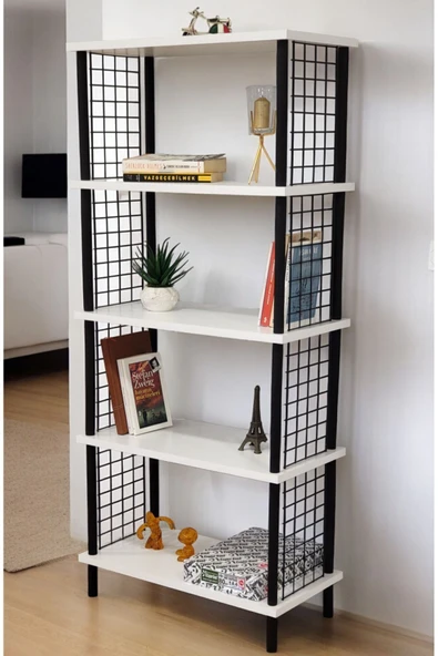 PEKA Kitap Yuvası 5 Raflı Geniş Kitaplık Ayakkabılık Banyo Düzenleyici Klasörlük Dekoratif Mutfak Rafı - Resim 3