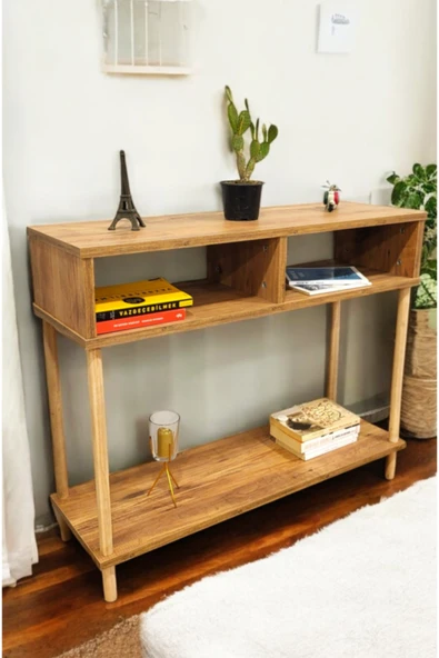 PEKA Ahşap Ayaklı Dresuar Dekoratif Raflı Kahve Köşesi Konsol Modern Çok Amaçlı Raf ürün görseli 1