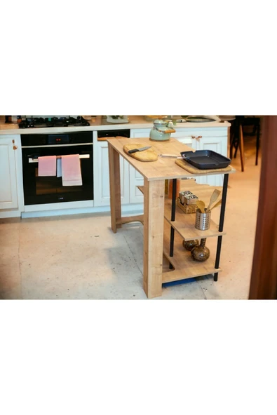 PEKA Yüksek Kalite Mutfak Adası 2 raflı Çok Amaçlı Yemek Masası Bango Bar Masası Kahve Köşesi - Resim 4