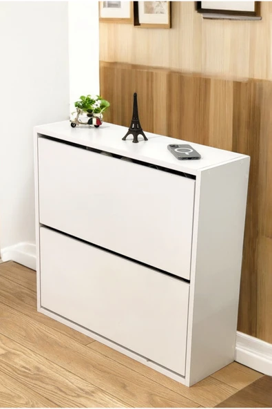 PEKA Düşer Kapaklı Ayakkabılık 4 Bölmeli 2 Kapaklı Kayar Raflı Dolap - Resim 4