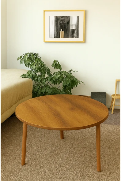 PEKA Dekoratif Yuvarlak Orta Sehpa Ahşap Ayaklı Şık Tasarım ürün görseli 1