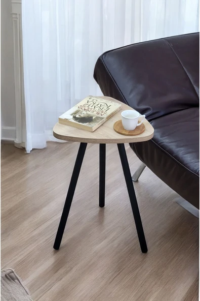 PEKA Yüksek Kalite Tekli Pena Üçgen Zigon Sehpa Çay Sehpası Servis Sehpası Boyalı Ahşap Ayaklı