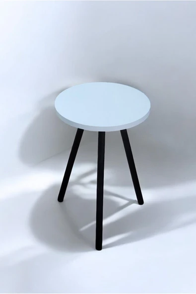 PEKA Yüksek Kalite Tekli Yuvarlak Zigon Sehpa Çay Sehpası Servis Sehpası Boyalı Ahşap Ayaklı - 4