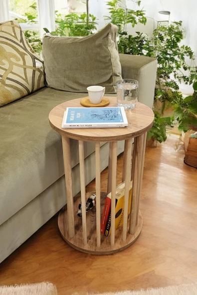 PEKA Ahşap Ayaklı C Sehpa Koltuk Sehpası Yan Sehpa Zigon Sehpa Servis Sehpası ürün görseli 1