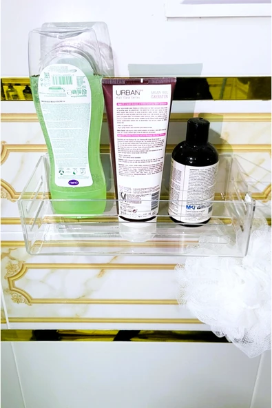 HomeSide Yapışkanlı Şeffaf Banyo Rafı - Şampuanlık & Sabun Organizer Set - 3
