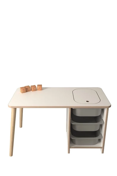 PEKA Çocuk Oyun Ve Aktivite Masası - Gri Sepetli - Resim 3