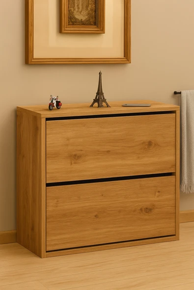 PEKA Düşer Kapaklı Ayakkabılık 4 Bölmeli 2 Kapaklı Kayar Raflı Dolap ürün görseli 1