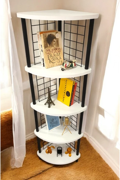 PEKA Çevir Kur 5 Raflı Dekoratif Köşe Rafı Aksesuar Rafı Kitaplık - Resim 2