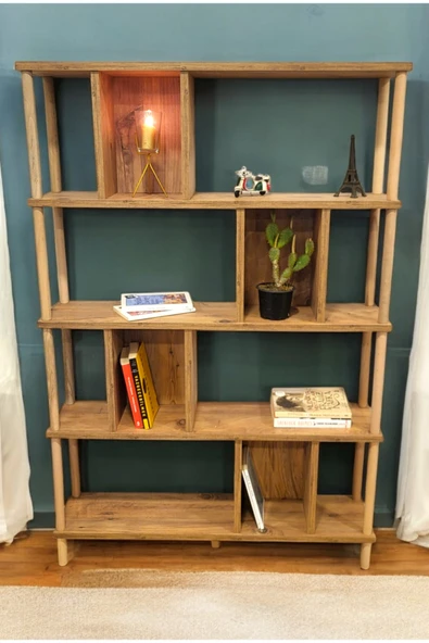 PEKA 5 Raflı Modern Dekoratif Kitaplık Klasörlük Mutfak Rafı Kiler Çok Amaçlı Düzenleyici Raf - Resim 2