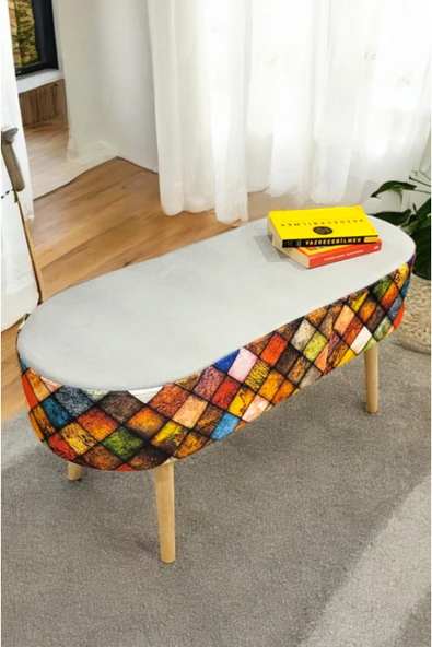 PEKA XLARGE Geniş Oturumlu Beyaz Teddy Kumaş Puf – Makyaj Masası ve Oturma Alanları İçin - 1