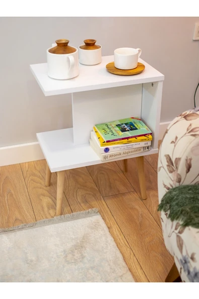 PEKA Yan Sehpa - Salon - Oturma Odası Zigon Sehpa - Beyaz - Resim 4