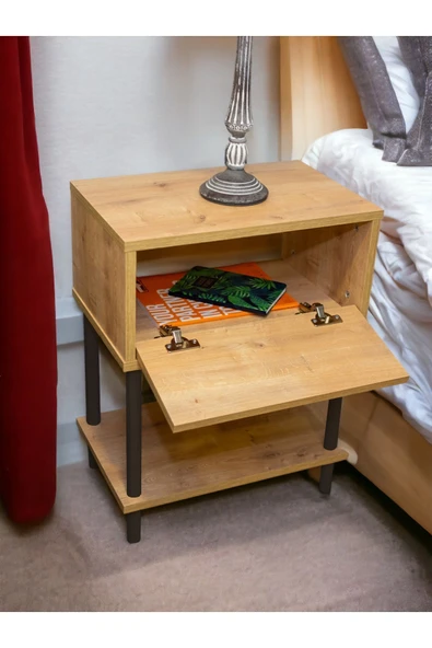 PEKA Yüksek Kalite Komodin Başucu Yan Sehpa Düşer Kapaklı Koltuk Sehpası Çok Amaçlı Ayaklı Raf - Resim 3