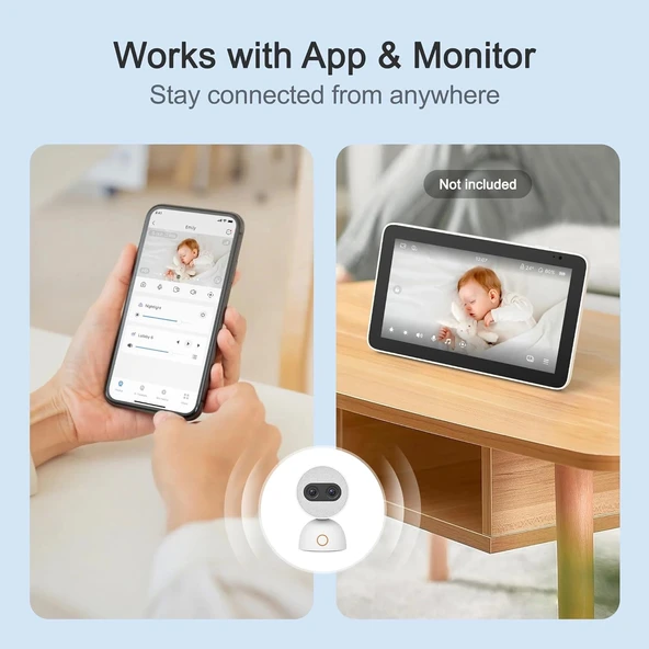Simsky Akıllı Bebek Monitörü 2×4MP Kamera, 6X Yakınlaştırma - Ek Kamera - 3