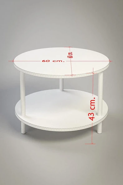 PEKA Yuvarlak Orta Sehpa Ahşap Ayaklı Sehpa Iki Raflı Sehpa Dekoratif Sehpa Gazetelikli-safir Meşe-60cm - Resim 4