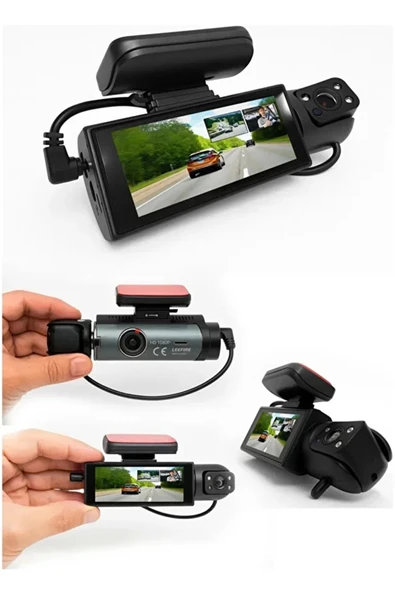 Çift Kameralı Araç Içi Kamera 1080P Full Hd, Gece Görüşü, G-Sensör, Park Modu, 3.16” Ekran - 2