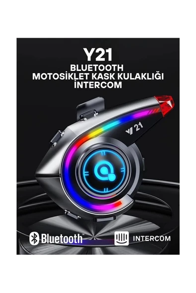 Y21 Rgb Işık Efektli Intercom Bluetooth Motosiklet Kask Kulaklığı Intercom Kulaklık - 1