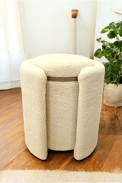 PEKA Çift Kullanımlı Sandıklı Özel Yapım Tedy Kumaş Silindir Puf Bench Sehpa - 4