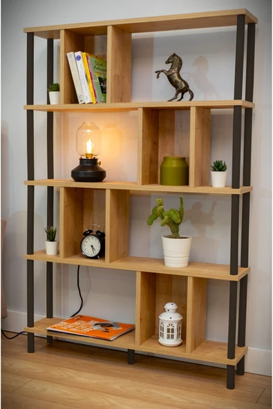 PEKA Yüksek Kalite 5 Raflı Kitaplık Ahşap Ayaklı Klasörlük Mutfak Rafı Çok Amaçlı Düzenleyici Raf ürün görseli 1