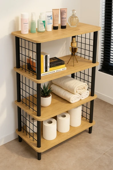 PEKA Çevir Kur Banyo Düzenleyici 4 Raflı Banyo Dolabı Çok Amaçlı Dolap Geniş Kitaplık Mutfak Rafı ürün görseli 1