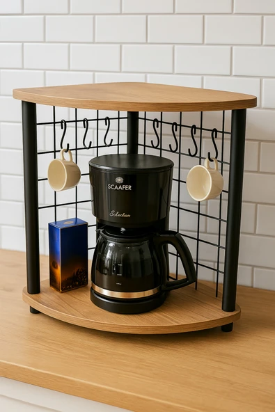 PEKA Harika Kahve Köşesi Tezgah Üstü Raf – Baharatlık 6 Kancalı Organizer ürün görseli 1