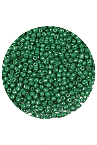 Koyu Yeşil Renk 4 mm Yaklaşık 220 adet/20 gram Cam Boncuk Oya Yazma Bileklik ve Kolye - 2
