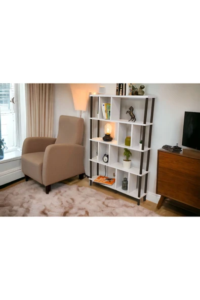 PEKA Yüksek Kalite 5 Raflı Kitaplık Ahşap Ayaklı Klasörlük Mutfak Rafı Çok Amaçlı Düzenleyici Raf - Resim 3