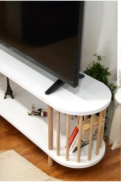 PEKA Tv Sehpası Raflı Tv Ünitesi Televizyon Sehpası Ahşap Ayaklı - 4