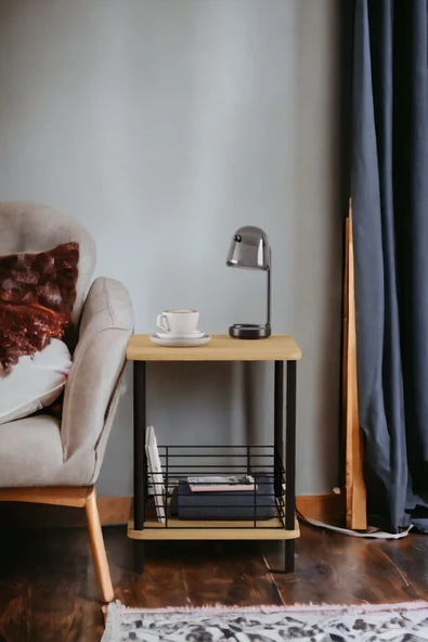 PEKA Yüksek Kalite Yan Sehpa Gazetelik Kare Koltuk Sehpası Çiçeklik Zigon Tel Kafesli Sehpa - 2