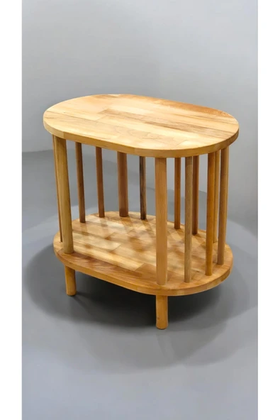 PEKA Lüx Natural Ahşap Yan Sehpa - Komodin - Salon - Oturma Odası Zigon Sehpa - Resim 5