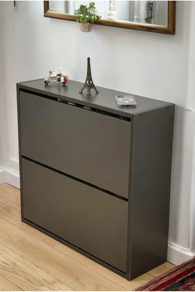 PEKA Düşer Kapaklı Ayakkabılık 4 Bölmeli 2 Kapaklı Kayar Raflı Dolap - Resim 4