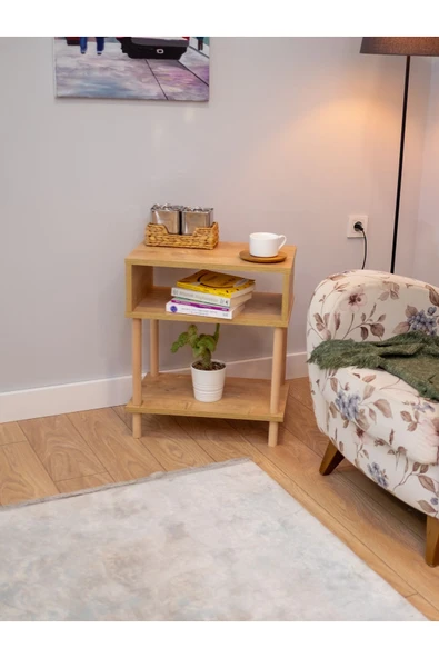 PEKA Yan Sehpa - Salon - Oturma Odası Zigon Sehpa - Safir Meşe - Resim 3