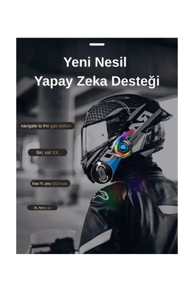 Y21 Rgb Işık Efektli Intercom Bluetooth Motosiklet Kask Kulaklığı Intercom Kulaklık - 2