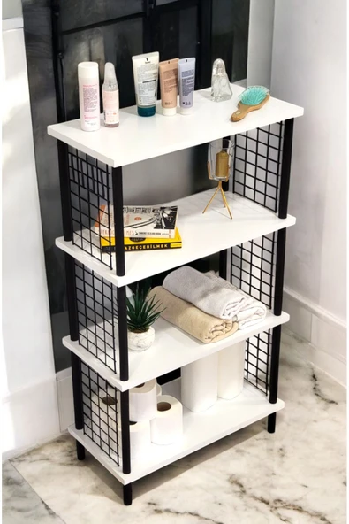 PEKA Çevir Kur Banyo Düzenleyici 4 Raflı Banyo Dolabı Çok Amaçlı Dolap Geniş Kitaplık Mutfak Rafı - 1