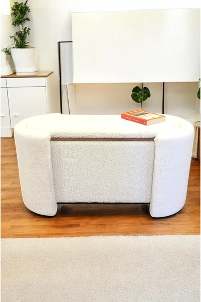 PEKA Çift Kullanımlı Sandıklı Yatak Ucu Tedy Kumaş Silindir Puf Bench Sehpa - 4