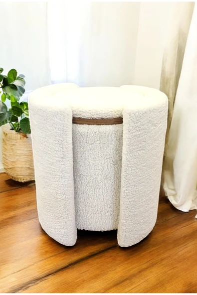 PEKA Çift Kullanımlı Sandıklı Özel Yapım Tedy Kumaş Silindir Puf Bench Sehpa - 4