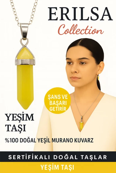 Sertifikalı Çivi Model Yeşim Taşı Doğal Taş Kolye – Şans ve Başarı Getiren Taş ürün görseli