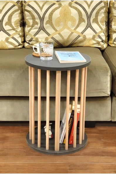 PEKA Ahşap Ayaklı C Sehpa Koltuk Sehpası Yan Sehpa Zigon Sehpa Servis Sehpası - Resim 2