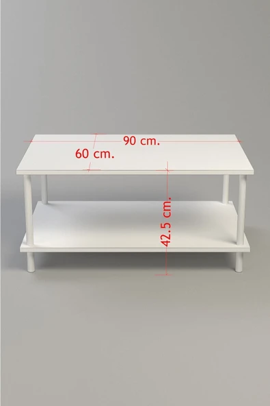 PEKA Dikdörgen Orta Sehpa Ahşap Ayaklı Sehpa Iki Raflı Sehpa Dekoratif Sehpa Gazetelikli-antrasit-90x60 - Resim 6