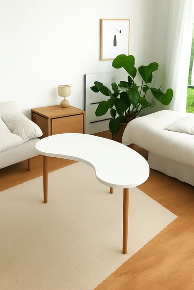 PEKA Dekoratif Fasulye Orta Sehpa Ahşap Ayaklı Şık Tasarım ürün görseli 1