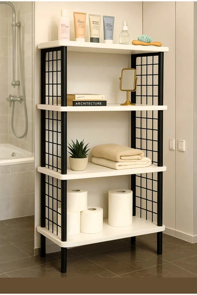 PEKA Çevir Kur Banyo Düzenleyici 4 Raflı Banyo Dolabı Çok Amaçlı Dolap Geniş Kitaplık Mutfak Rafı - 4