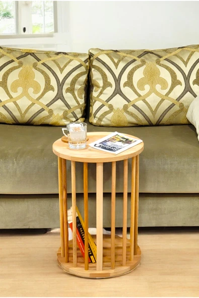 PEKA Lüx Naturel Ahşap C Sehpa Koltuk Sehpası Yan Sehpa Zigon Sehpa Servis Sehpası - Resim 3