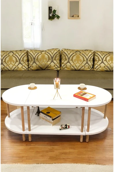 PEKA Çevir Kur 3'ü 1 Arada 2 Raflı Orta Sehpa Ve Dekoratif Yan Sehpa Gazetelikli - Resim 2