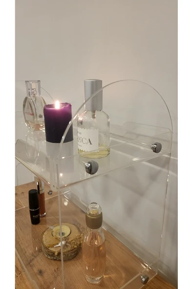 HomeSide İki Katlı Makyaj ve Takı Düzenleyici - Masa Üstü Parfüm Standı, Banyo Organizer Rafı - 5