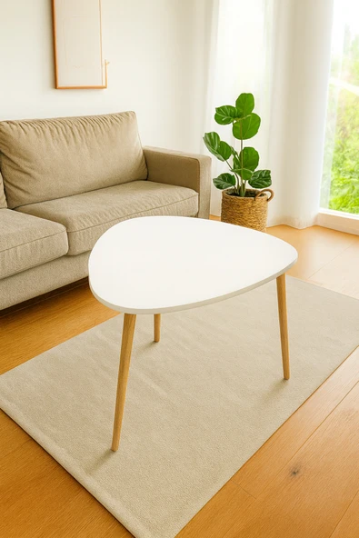 PEKA Dekoratif Üçgen Orta Sehpa Ahşap Ayaklı Şık Tasarım ürün görseli 1